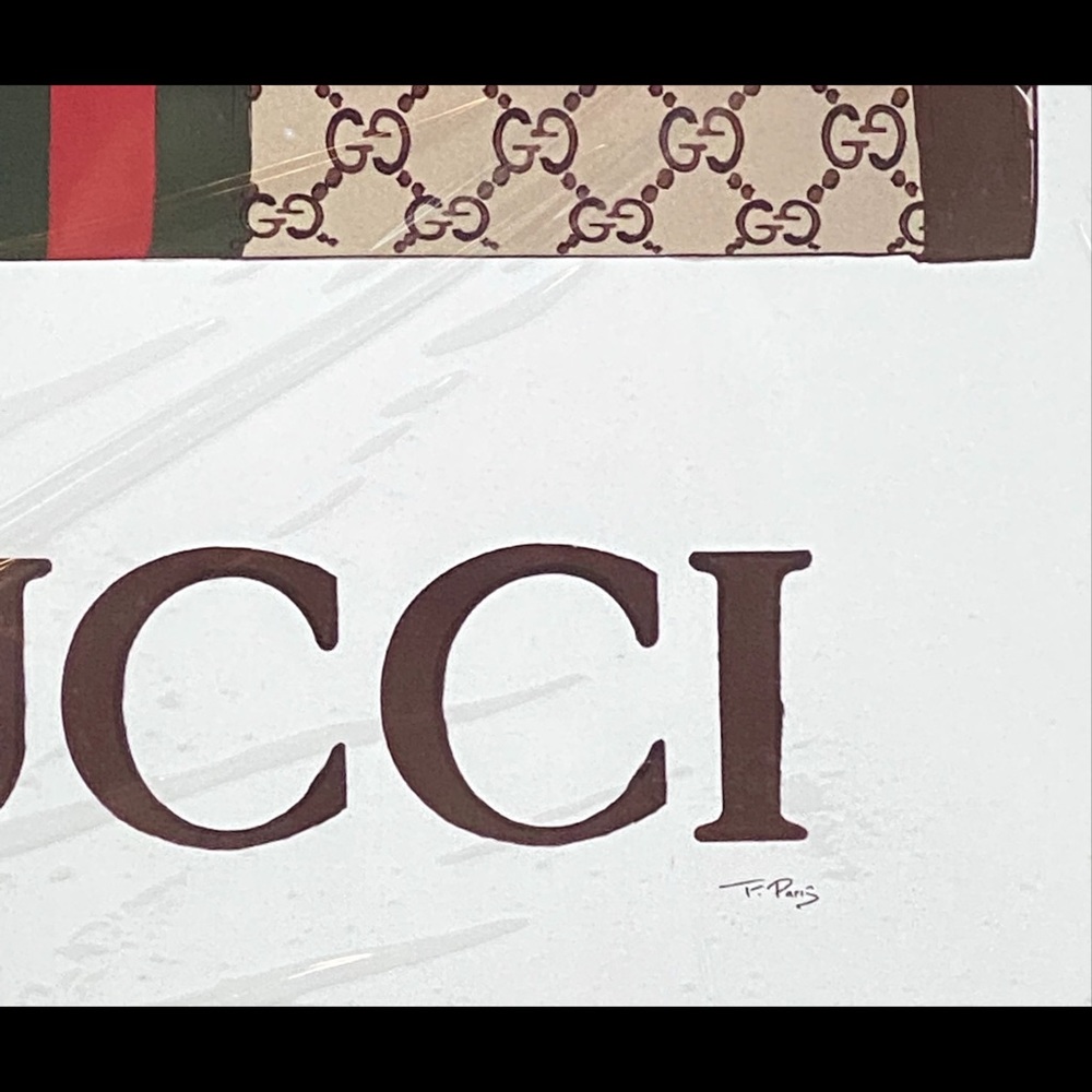 **SOLD** GUCCI TOTE BAG Print by Fairchild Paris Framed Artwork 14” x 18” - Picture 4 of 5
